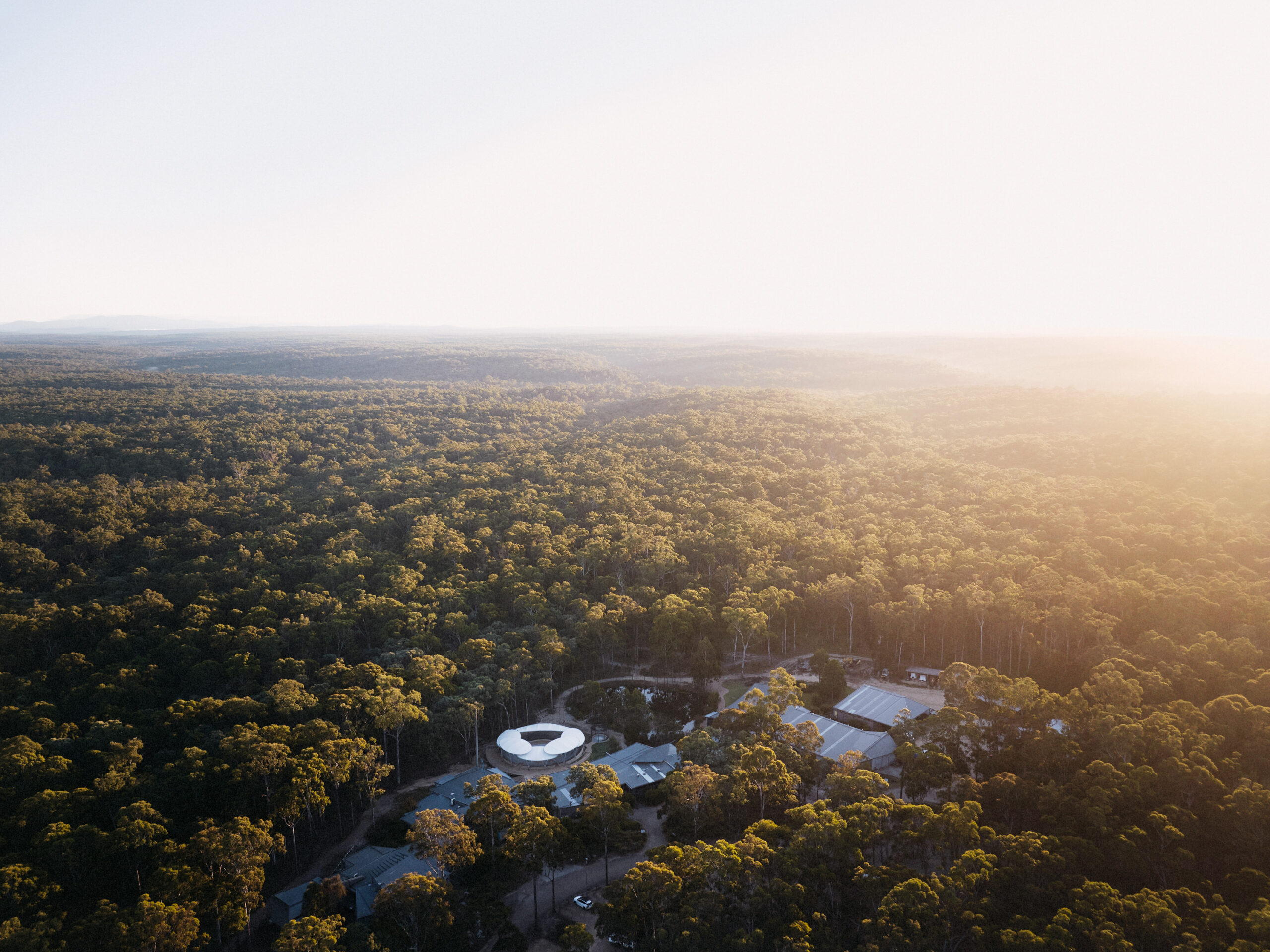 Airal shot of Wangun Amphitheatre with sunset